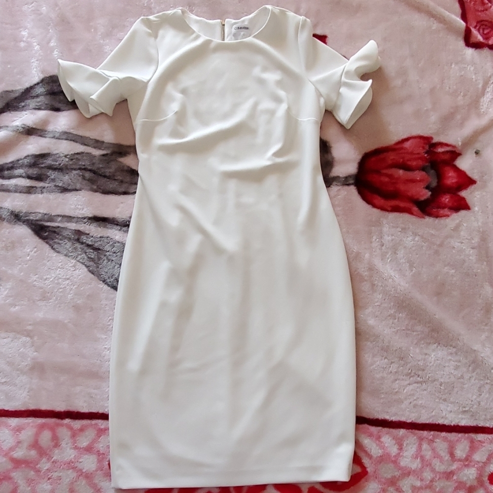 Calvin Klein flutter sleeves sheath dress..